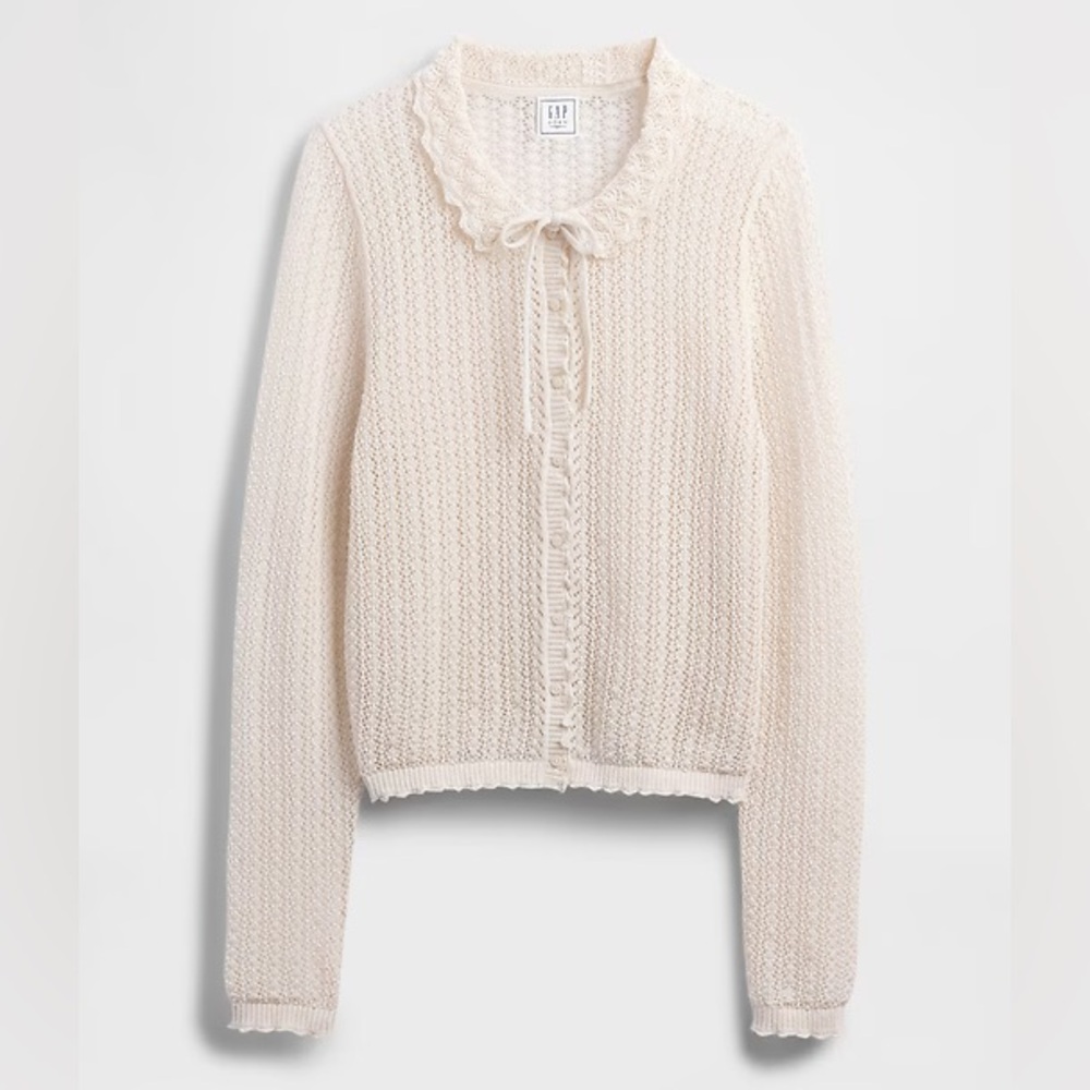 Gap × DÔEN Linen-Blend Pointelle Cardigan